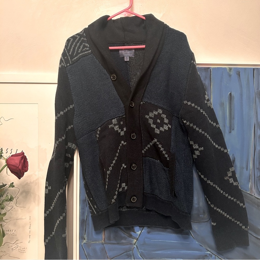 Zaddy Vibes in this men’s patchwork indigo sweater cardigan from Lucky Brand M